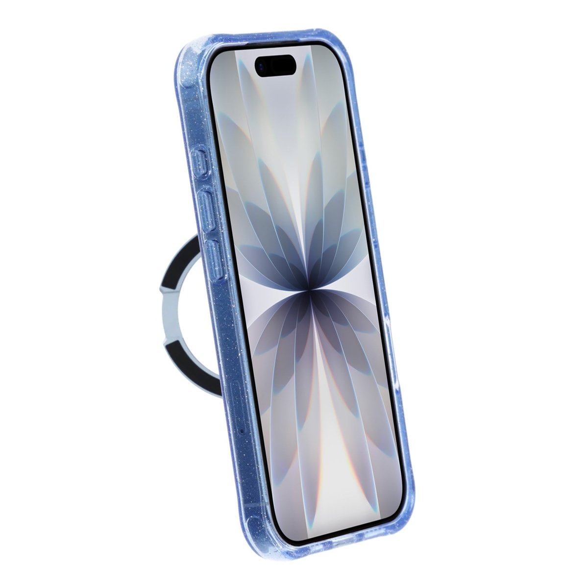 iPhone 17 Skal Glitter Stativ MagSafe Blå