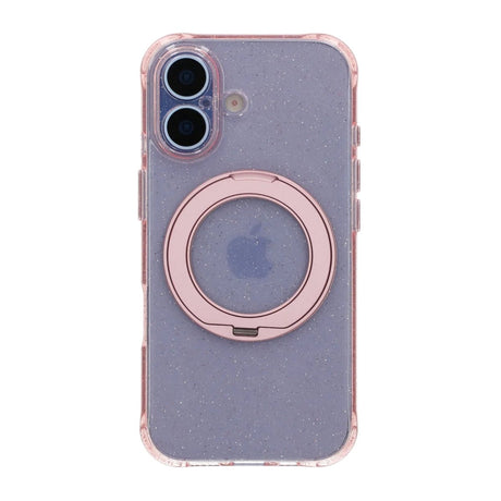 iPhone 17 Skal Glitter Stativ MagSafe Rosa