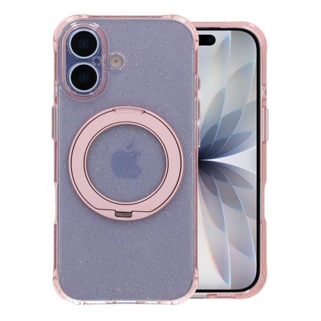 iPhone 17 Skal Glitter Stativ MagSafe Rosa