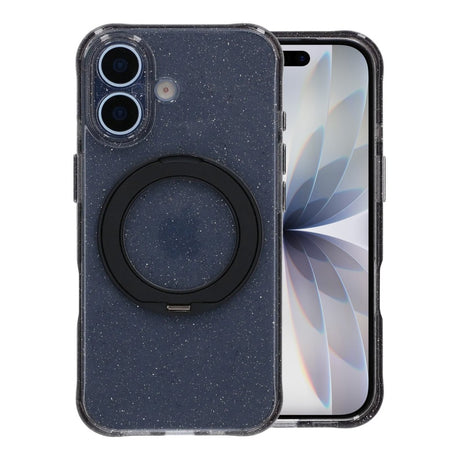 iPhone 17 Skal Glitter Stativ MagSafe Svart