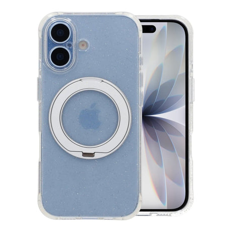 iPhone 17 Skal Glitter Stativ MagSafe Vit