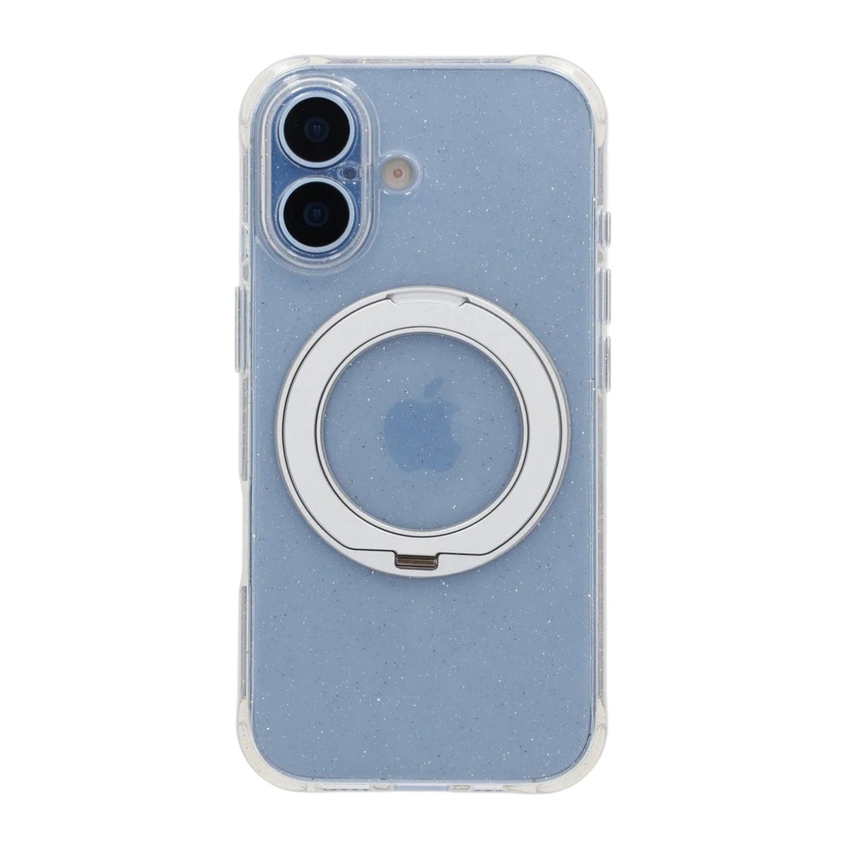 iPhone 17 Skal Glitter Stativ MagSafe Vit