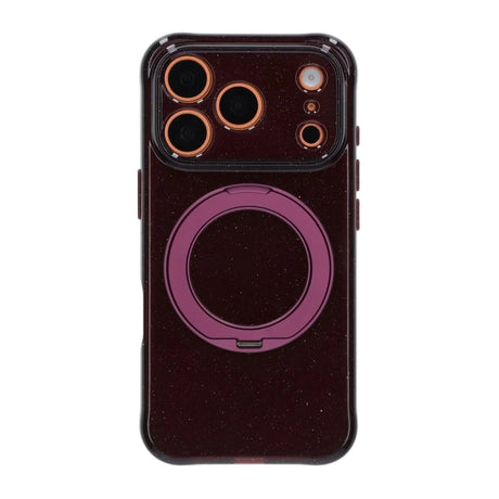 iPhone 17 Pro Max/iPhone 18 Pro Max Skal Glitter Stativ MagSafe Mörkröd