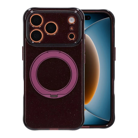 iPhone 17 Pro/iPhone 18 Pro Skal Glitter Stativ MagSafe Mörkröd