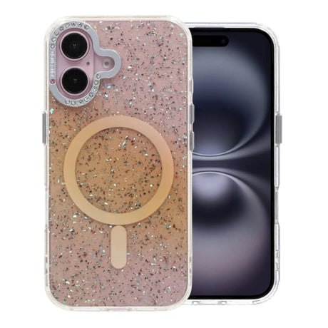 iPhone 16 Skal Glitter Diamond MagSafe Guld