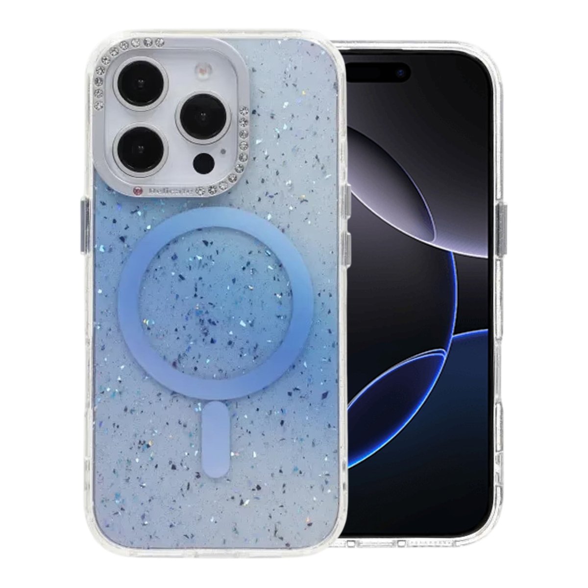 iPhone 16 Pro Max Skal Glitter Diamond MagSafe Blå