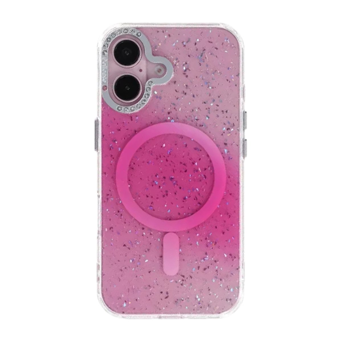 iPhone 16 Skal Glitter Diamond MagSafe Rosa