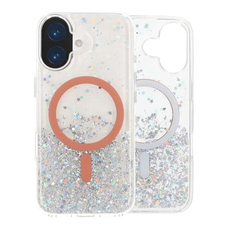 iPhone 17 Skal Glitter Stjärnor MagSafe Orange