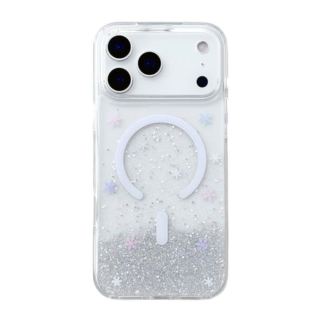 iPhone 17 Pro Max Skal Glitter Stjärnor MagSafe Silver