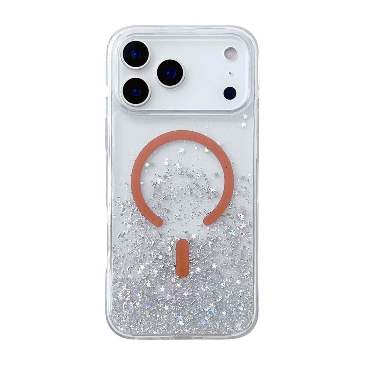 iPhone 17 Pro Skal Glitter Stjärnor MagSafe Orange