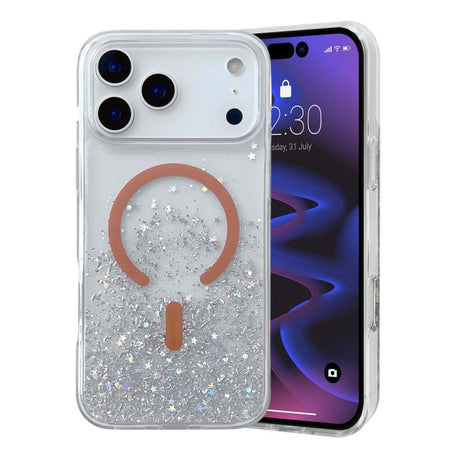 iPhone 17 Pro Skal Glitter Stjärnor MagSafe Orange