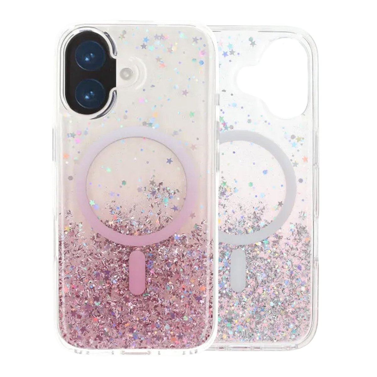 iPhone 17 Skal Glitter Stjärnor MagSafe Rosa