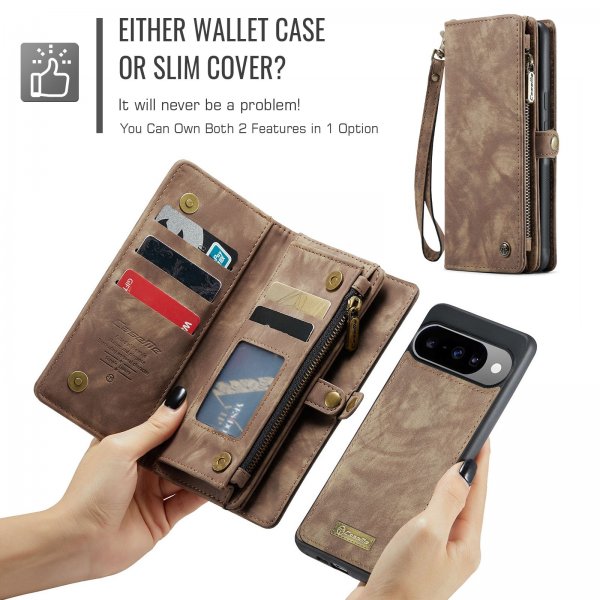 CaseMe Google Pixel 10/Pixel 10 Pro Fodral 008 Series Löstagbart Skal Brun