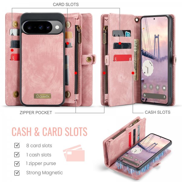 CaseMe Google Pixel 10/Pixel 10 Pro Fodral 008 Series Löstagbart Skal Rosa