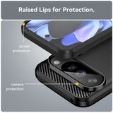 Google Pixel 10/Pixel 10 Pro Skal Borstad Kolfibertextur Svart