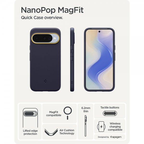 Spigen Google Pixel 10/Pixel 10 Pro Skal Nano Pop MagFit Blueberry Navy