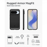 Spigen Google Pixel 10/Pixel 10 Pro Skal Rugged Armor MagFit Matte Black