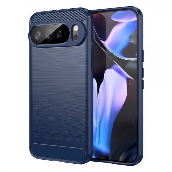 Google Pixel 10 Pro XL Skal Borstad Kolfibertextur Blå