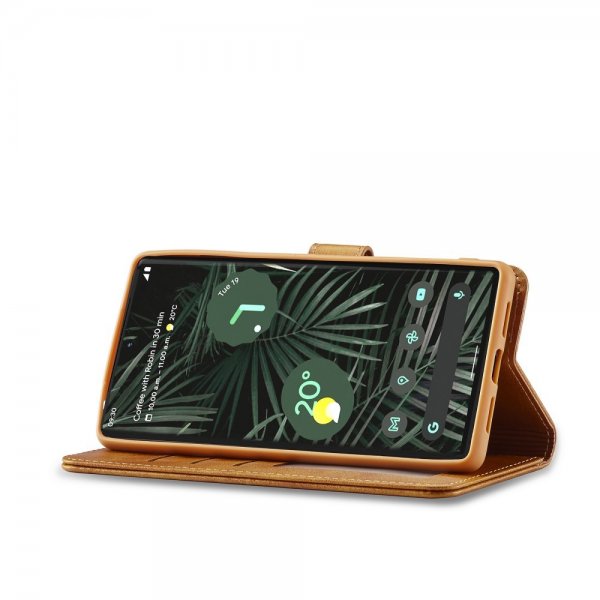 Lc.Imeeke Google Pixel 6 Pro Fodral med Kortfack Ljusbrun
