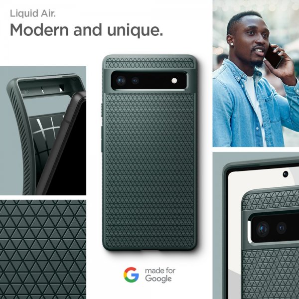 Spigen Google Pixel 6a Skal Liquid Air Midnight Green