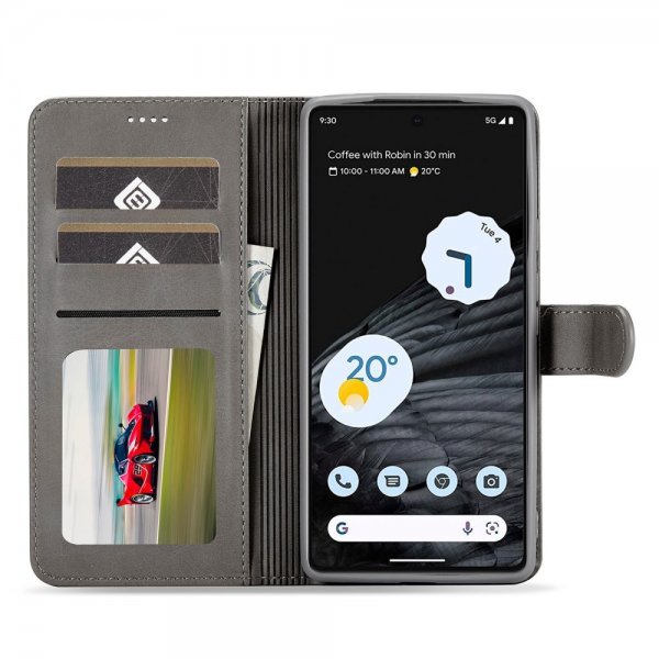 Lc.Imeeke Google Pixel 7 Fodral med Kortfack Stativfunktion Grå