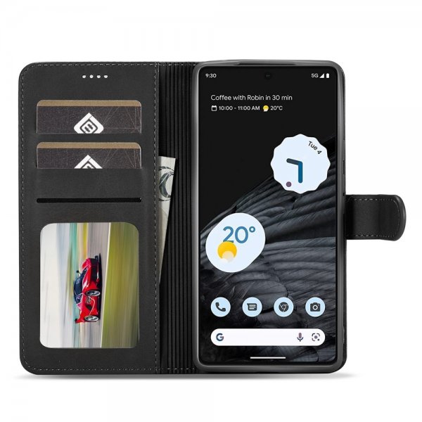 Lc.Imeeke Google Pixel 7 Pro Fodral med Kortfack Stativfunktion Svart