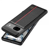 Lc.Imeeke Google Pixel 7 Skal Kolfibertextur Röd Stripe Svart
