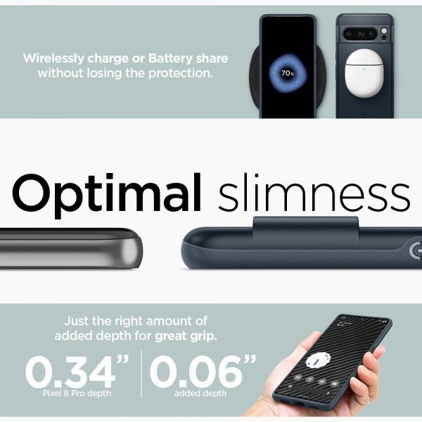Spigen Google Pixel 8 Pro Skal Thin Fit Metal Slate