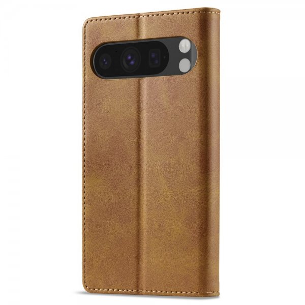 Lc.Imeeke Google Pixel 9/Pixel 9 Pro Fodral med Kortfack Stativfunktion Ljusbrun