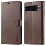 Lc.Imeeke Google Pixel 9/Pixel 9 Pro Fodral med Kortfack Stativfunktion Mörkbrun