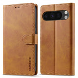 Lc.Imeeke Google Pixel 9/Pixel 9 Pro/Pixel 10/Pixel 10 Pro Fodral med Kortfack Ljusbrun