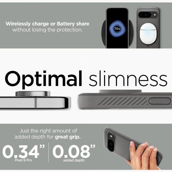 Spigen Google Pixel 9/Pixel 9 Pro Skal Rugged Armor Marble Gray