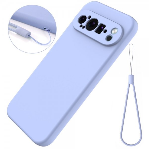 Google Pixel 9 Pro Skal med Strap Silikon Lila
