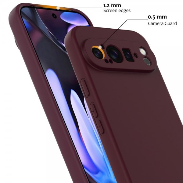 Google Pixel 9 Pro Skal med Strap Silikon MagSafe Vinröd