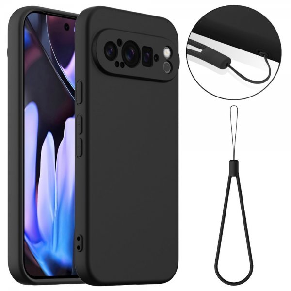 Google Pixel 9 Pro XL Skal med Strap Silikon MagSafe Svart
