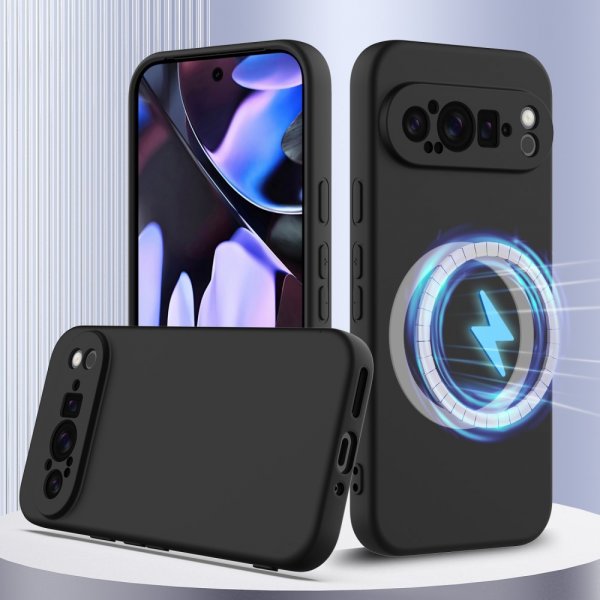 Google Pixel 9 Pro XL Skal med Strap Silikon MagSafe Svart