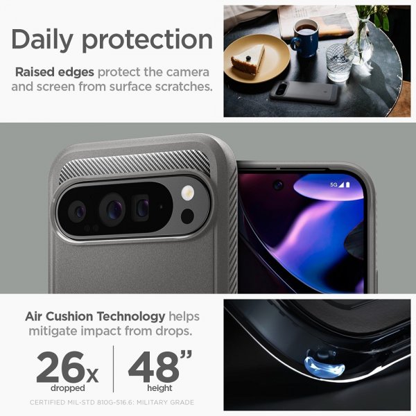 Spigen Google Pixel 9 Pro XL Skal Rugged Armor Marble Gray