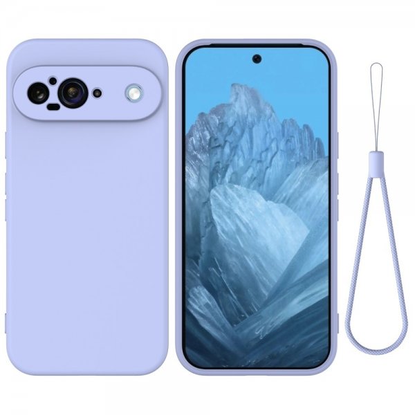 Google Pixel 9 Skal med Strap Silikon Lila
