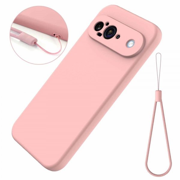 Google Pixel 9 Skal med Strap Silikon Rosa