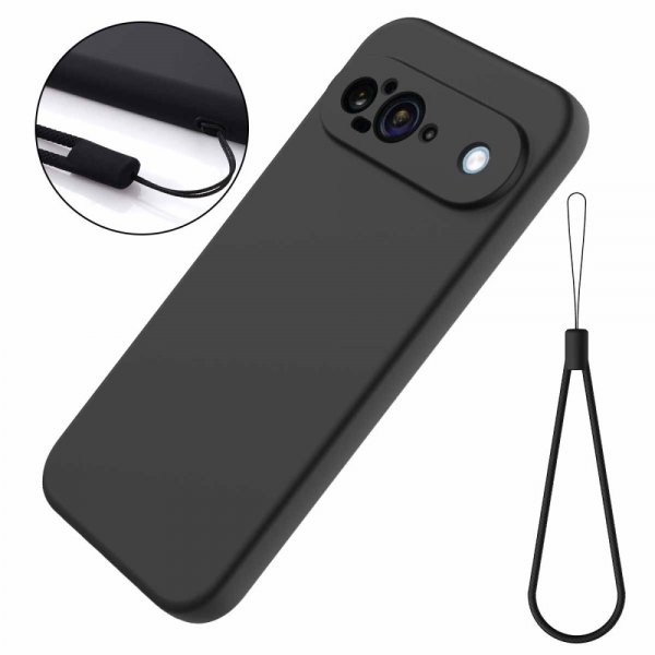 Google Pixel 9 Skal med Strap Silikon Svart