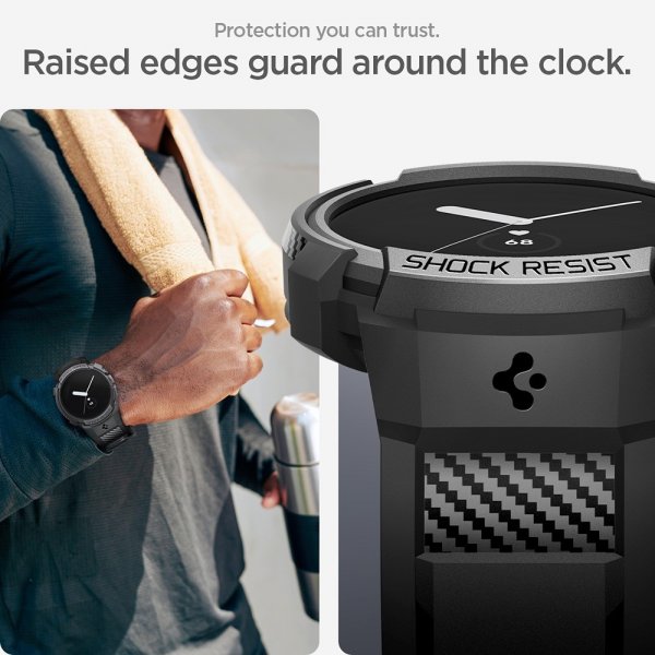 Spigen Google Pixel Watch 1/2/3 41mm Armband och Skal Rugged Armor Pro Svart