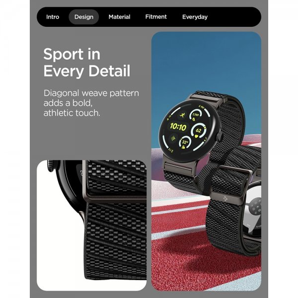 Spigen Google Pixel Watch 3/4 45mm Armband Lite Fit X Svart