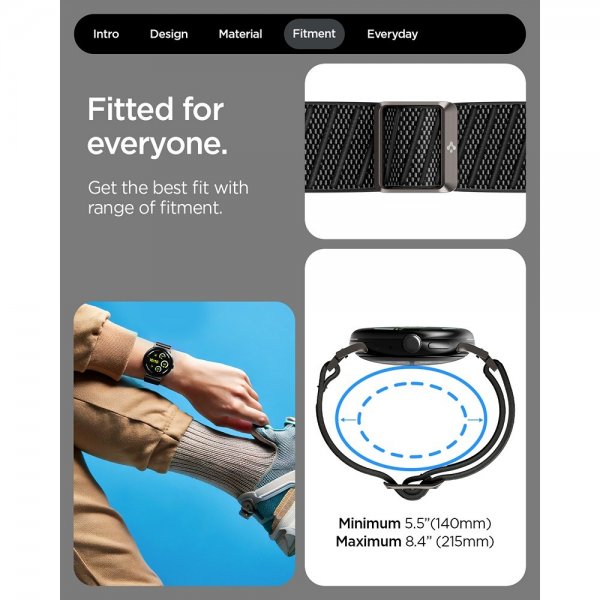 Spigen Google Pixel Watch 3/4 45mm Armband Lite Fit X Svart