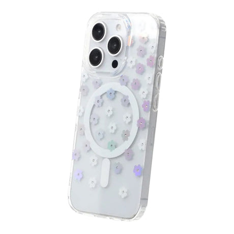 iPhone 16 Pro Skal Blommigt Strass MagSafe Blå