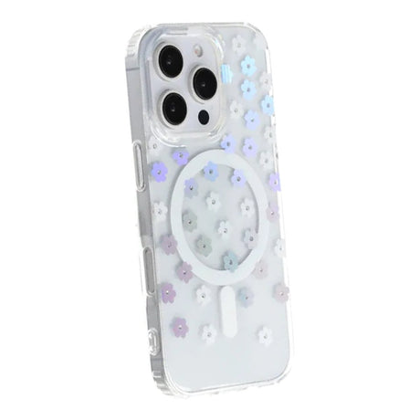 iPhone 16 Pro Skal Blommigt Strass MagSafe Blå