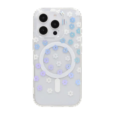iPhone 16 Pro Skal Blommigt Strass MagSafe Blå