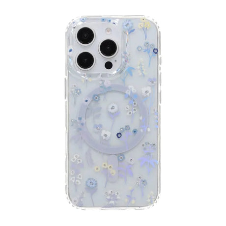 iPhone 16 Pro Skal Blommigt Strass MagSafe Lila