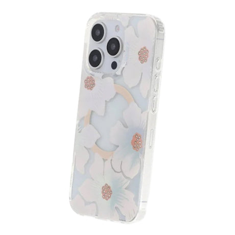 iPhone 16 Pro Max Skal Blommigt Strass MagSafe Blå Lila