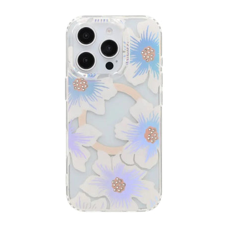 iPhone 16 Pro Max Skal Blommigt Strass MagSafe Blå Lila