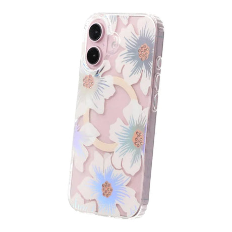 iPhone 17 Skal Blommigt Strass MagSafe Blå Lila